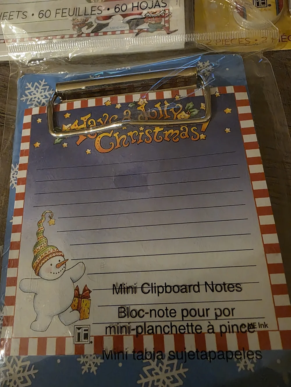 3 Piece Lot Mary Engelbreit Holiday Notepad & Mini Clipboard & 2 Emery Boards